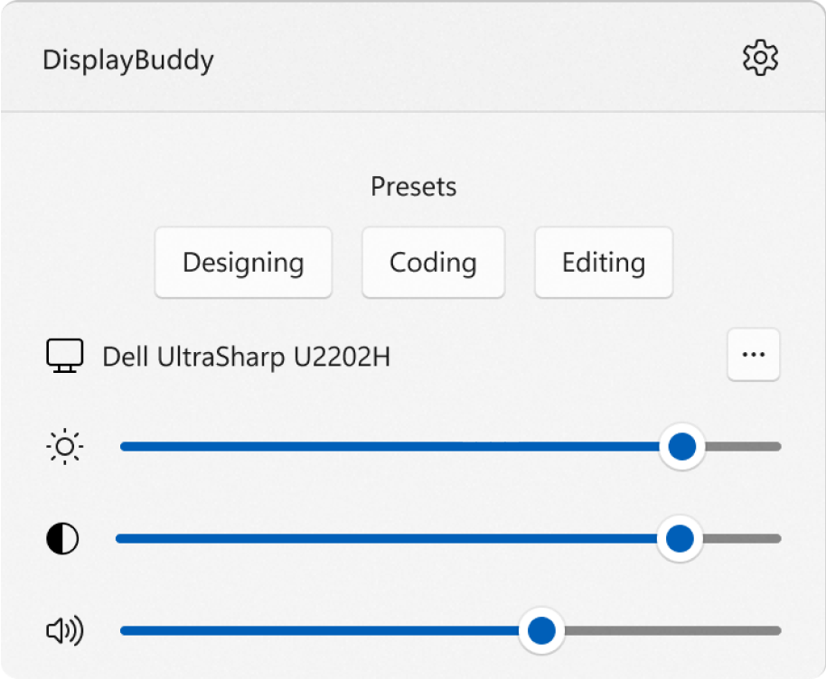 image showing presets being used in DisplayBuddy
