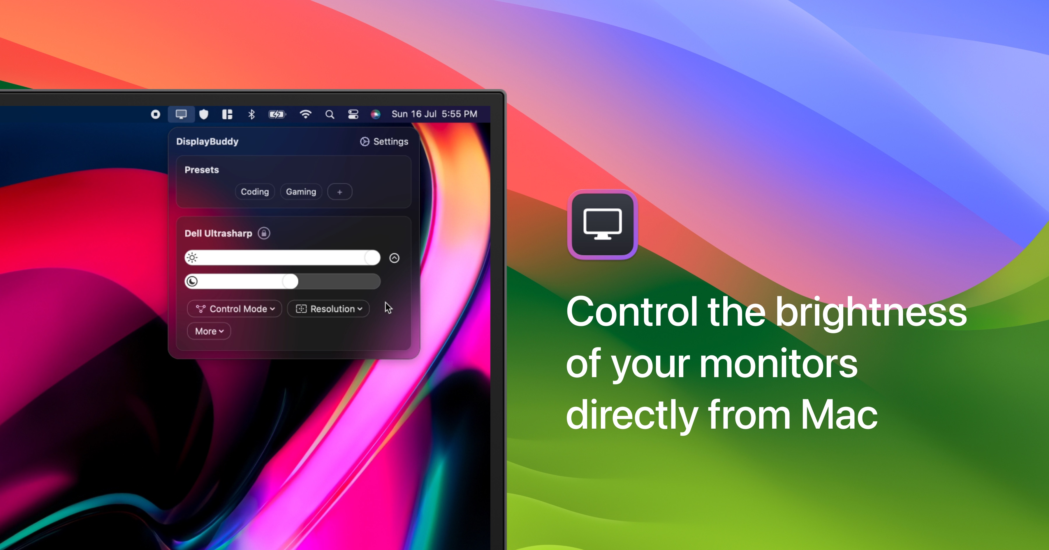 DisplayBuddy — Control Your Monitors from Your Mac